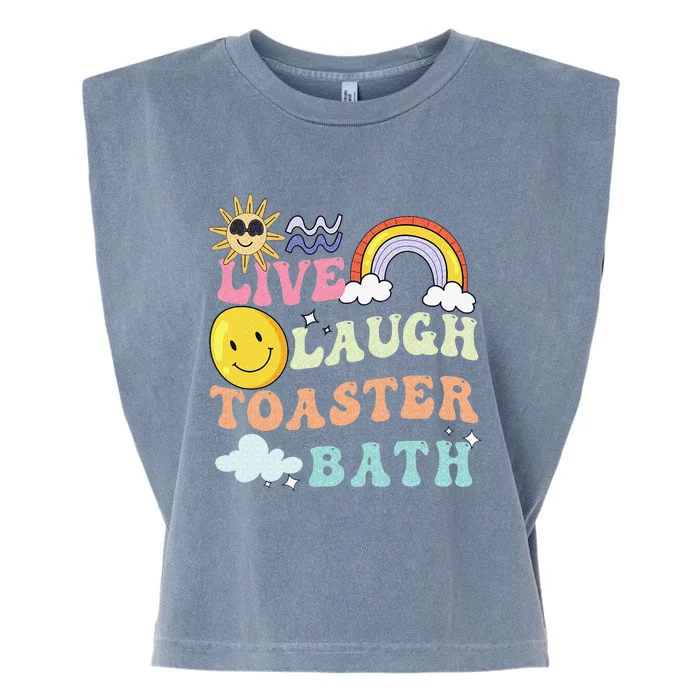 Live Laugh Toaster Bath Playful groovy bathroom humor joke Garment-Dyed Women's Muscle Tee