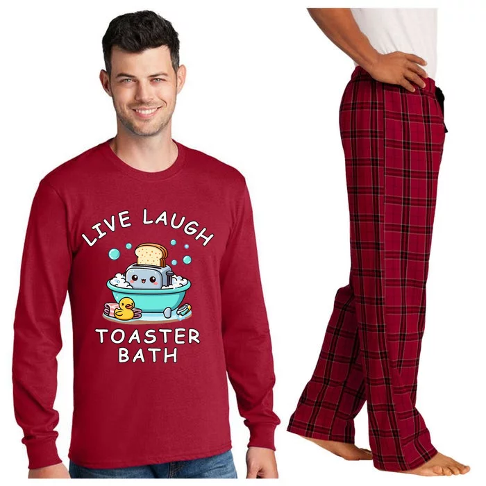 Mandatoryfunday Live Laugh Toaster Bath Sarcastic Unhinged Meme Saying Long Sleeve Pajama Set