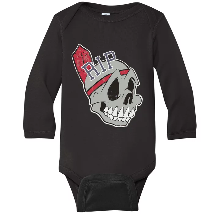 Long Live The Chief Distressed Cleveland Baseball Baby Long Sleeve Bodysuit