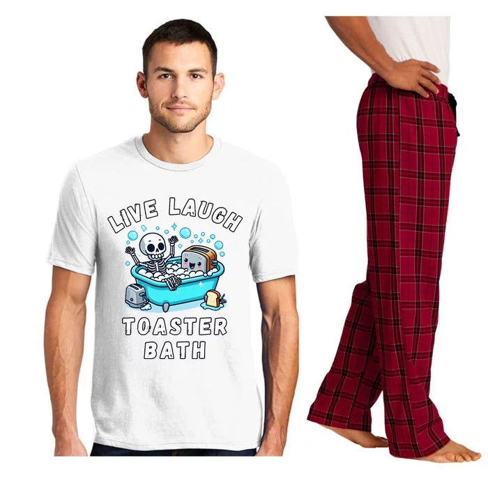 Live Laugh Toaster Bath Sarcastic Unhinged Meme Saying Pajama Set