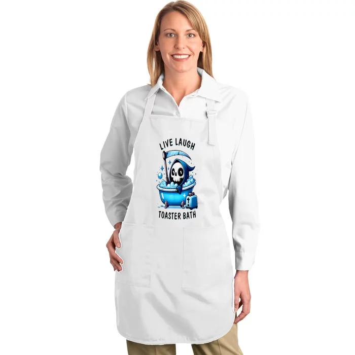 Live Laugh Toaster Bath Skeleton Full-Length Apron With Pocket