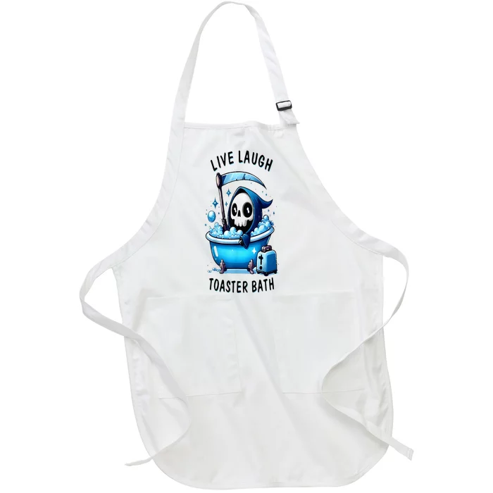 Live Laugh Toaster Bath Skeleton Full-Length Apron With Pocket