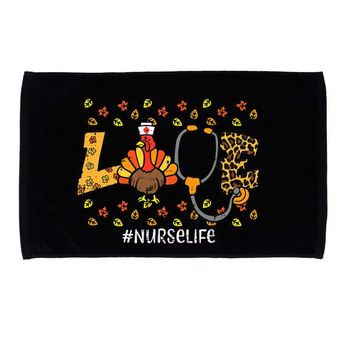 Leopard Love Turkey Nurse Thanksgiving Fall Microfiber Hand Towel