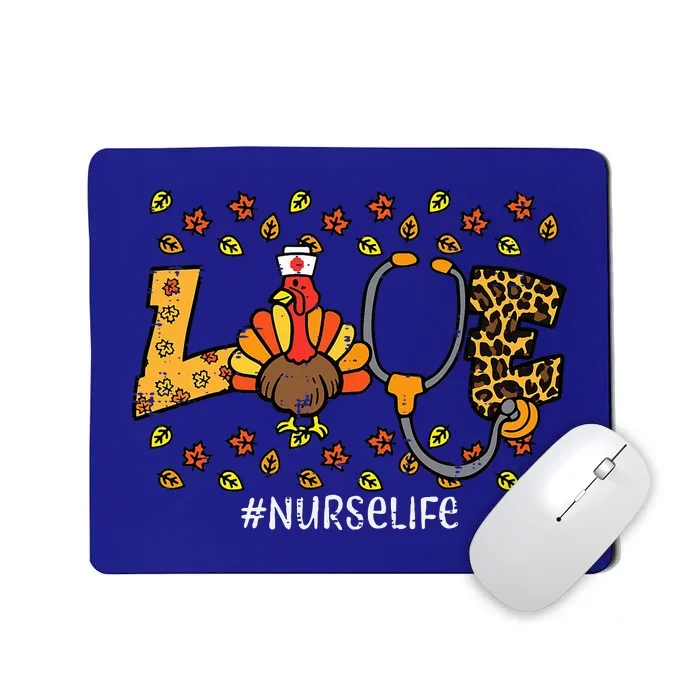 Leopard Love Turkey Nurse Thanksgiving Fall Mousepad