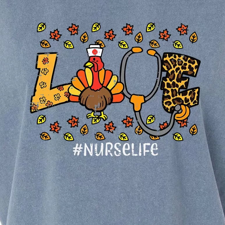 Leopard Love Turkey Nurse Thanksgiving Fall Garment-Dyed Women's Muscle Tee