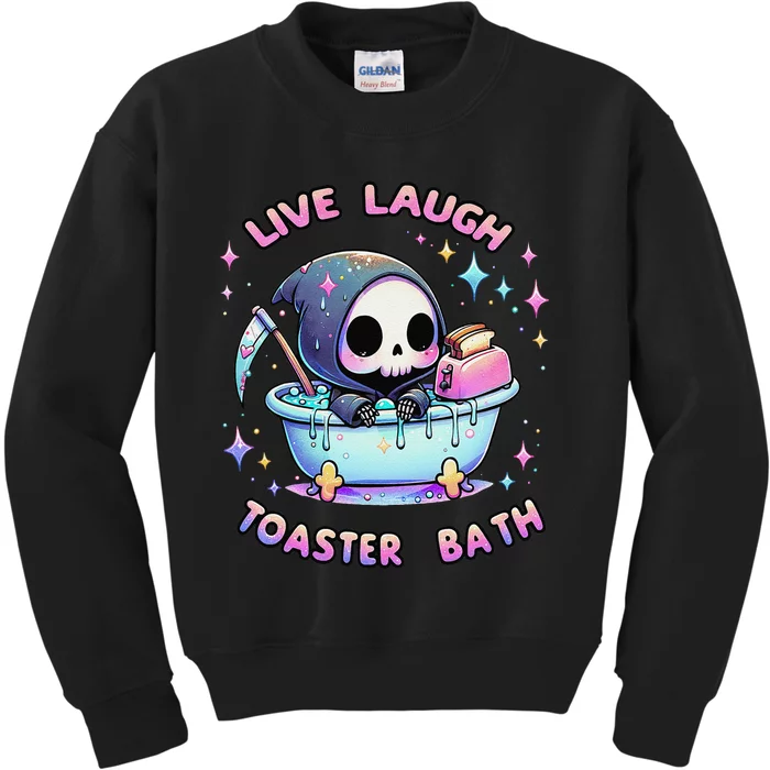 Live Laugh Toaster Bath Skeleton Funny Saying Kids Sweatshirt