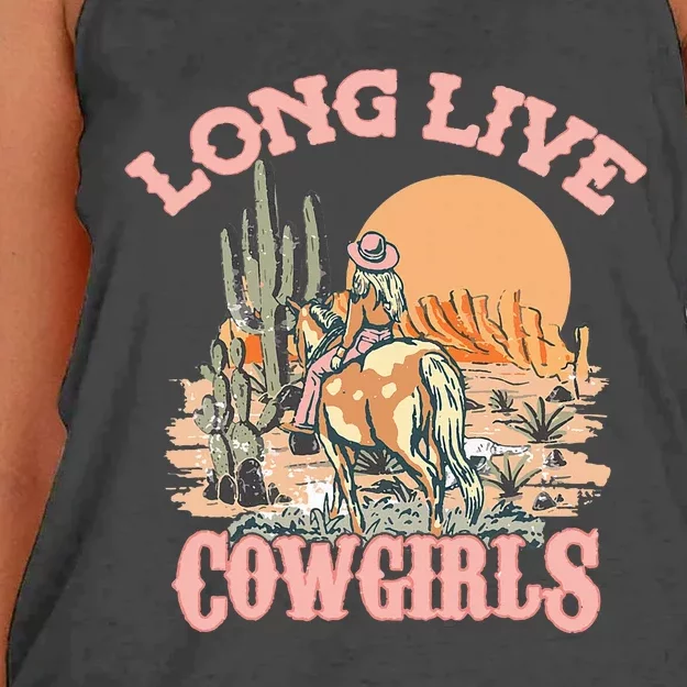 Long Live The Cowgirls Howdy Rodeo Western Country Southern Women's Knotted Racerback Tank