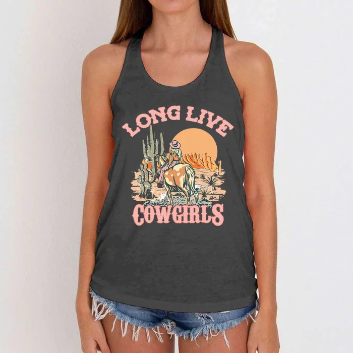 Long Live The Cowgirls Howdy Rodeo Western Country Southern Women's Knotted Racerback Tank