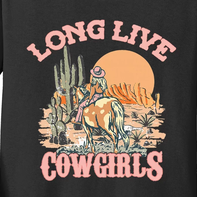 Long Live The Cowgirls Howdy Rodeo Western Country Southern Kids Long Sleeve Shirt