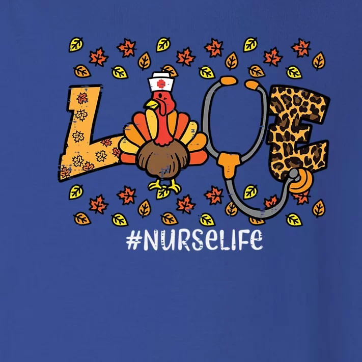 Leopard Love Turkey Nurse Thanksgiving Fall Scrub Top Funny Gift Toddler Long Sleeve Shirt