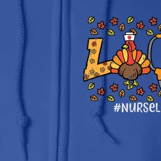 Leopard Love Turkey Nurse Thanksgiving Fall Scrub Top Funny Gift Full Zip Hoodie