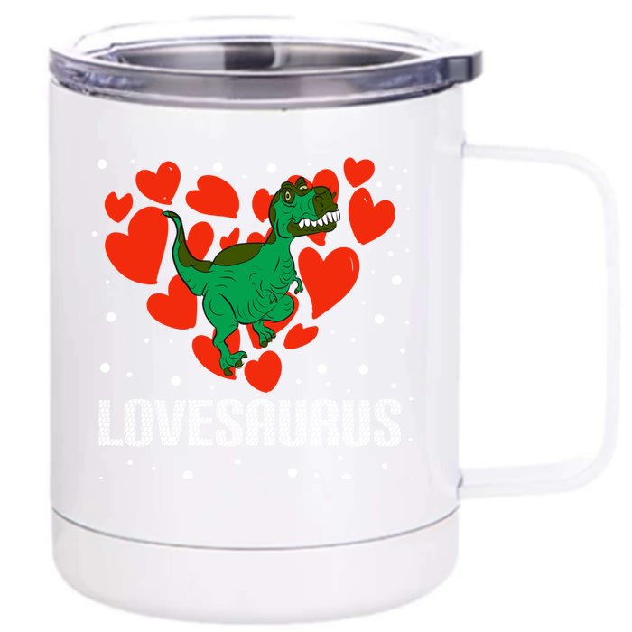 Lovesaurus Love Tgiftrex Dinosaur Heart Valentine's Day Cool Gift Front & Back 12oz Stainless Steel Tumbler Cup