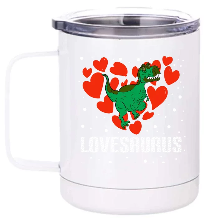 Lovesaurus Love Tgiftrex Dinosaur Heart Valentine's Day Cool Gift Front & Back 12oz Stainless Steel Tumbler Cup