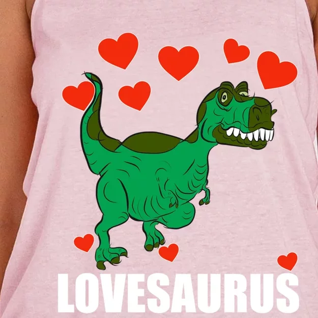 Lovesaurus Love Tgiftrex Dinosaur Heart Valentine's Day Gift Women's Knotted Racerback Tank