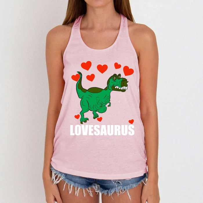 Lovesaurus Love Tgiftrex Dinosaur Heart Valentine's Day Gift Women's Knotted Racerback Tank