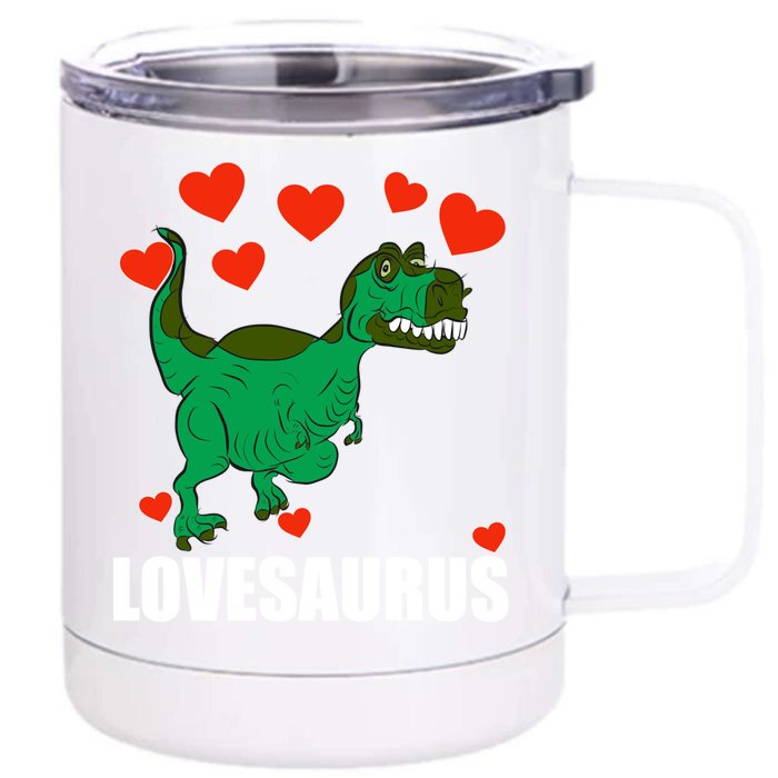 Lovesaurus Love Tgiftrex Dinosaur Heart Valentine's Day Gift Front & Back 12oz Stainless Steel Tumbler Cup