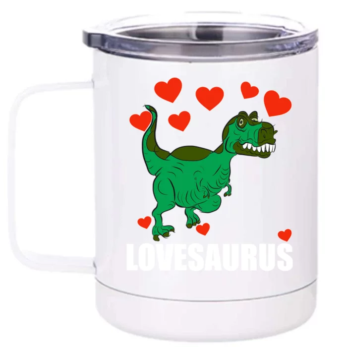 Lovesaurus Love Tgiftrex Dinosaur Heart Valentine's Day Gift Front & Back 12oz Stainless Steel Tumbler Cup