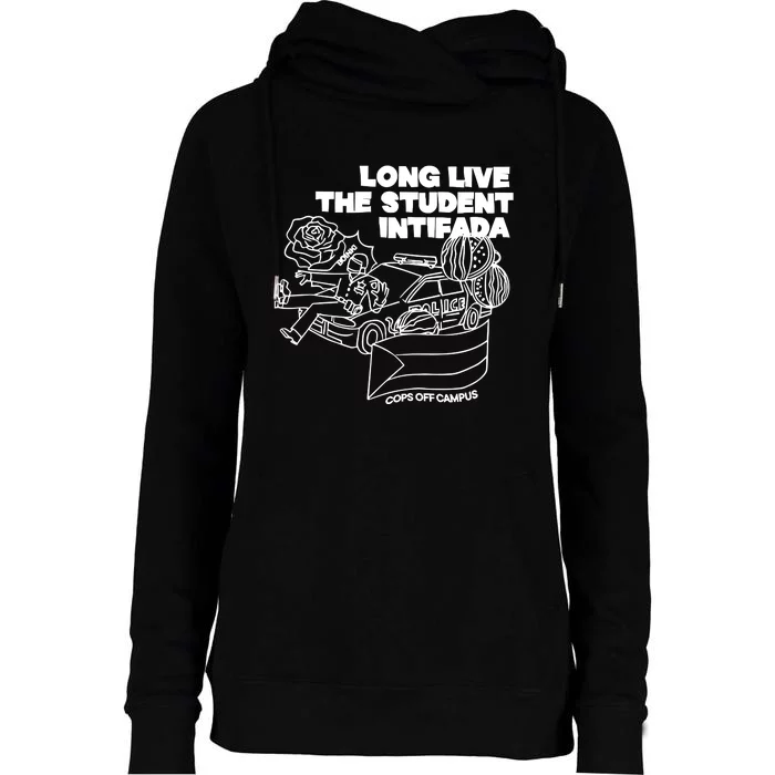 Long Live The Student Intifada Womens Funnel Neck Pullover Hood