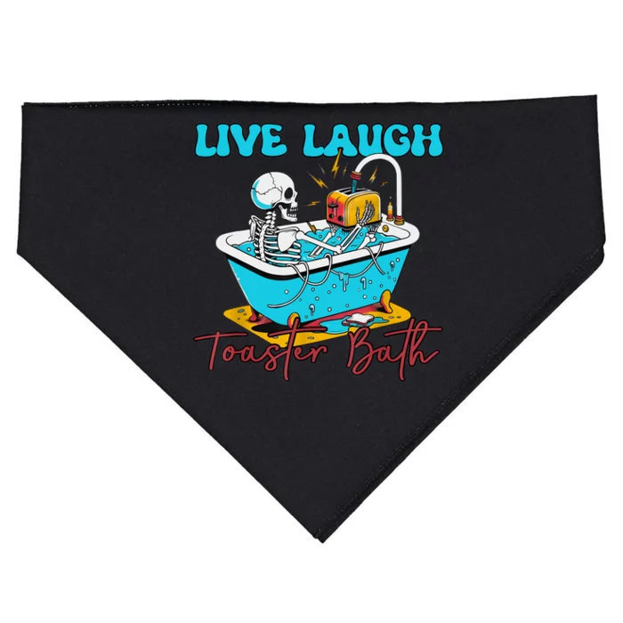 Live Laugh Toaster Bath Skeleton Design USA-Made Doggie Bandana