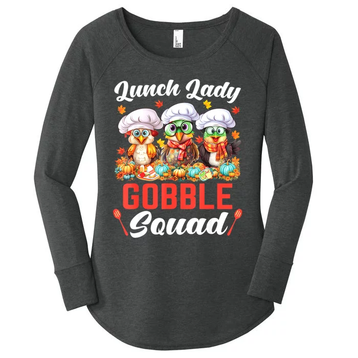 Lunch Lady Thanksgiving Funny Lunch Lady Gobble Squad Women's Perfect Tri Tunic Long Sleeve Shirt