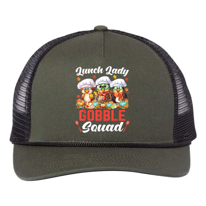 Lunch Lady Thanksgiving Funny Lunch Lady Gobble Squad Retro Rope Trucker Hat Cap