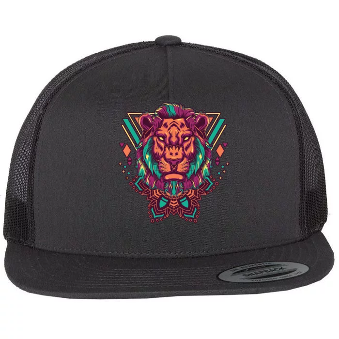 Leo Lion Tribal Flat Bill Trucker Hat