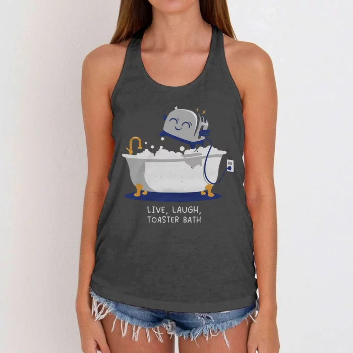 Live Laugh Toaster Bath Women's Knotted Racerback Tank