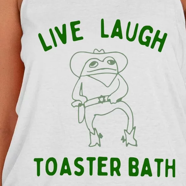 Live Laugh Toaster Bath Women's Knotted Racerback Tank