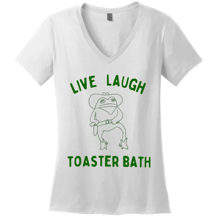 Live Laugh Toaster Bath Women's V-Neck T-Shirt