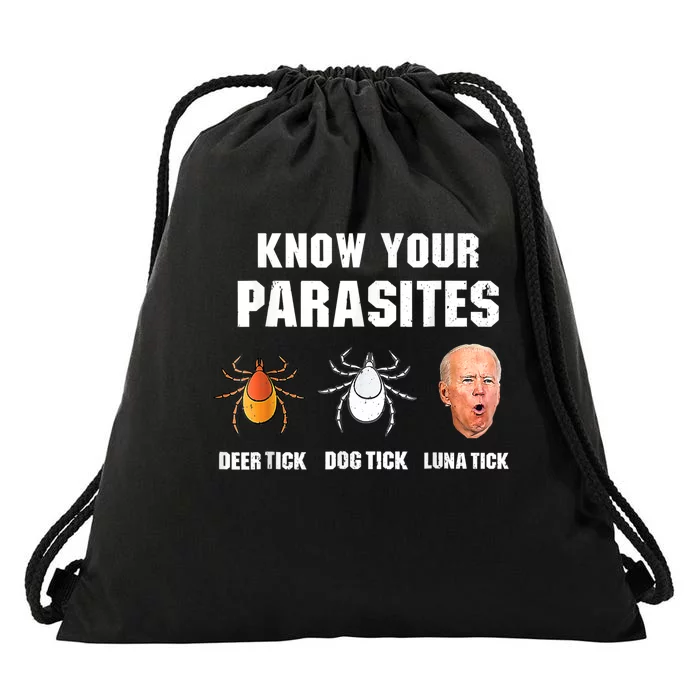 Lunatic Luna Tick Know Your Parasites Anti Joe Biden 2024 Drawstring Bag