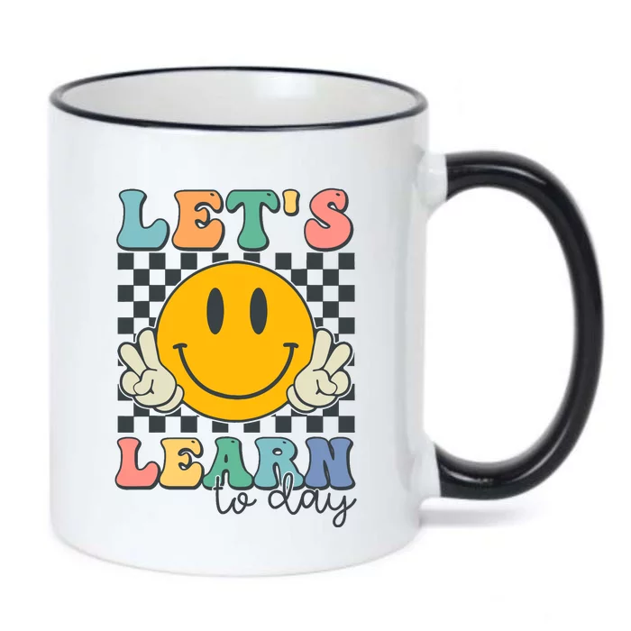 LetS Learn Today Smile Face Back To School For Teacher Black Color Changing Mug