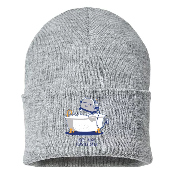 Live Laugh Toaster Bath Funny Sustainable Knit Beanie