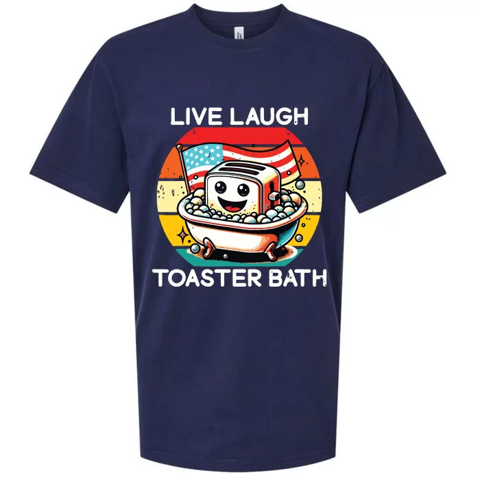 Live Laugh Toaster Bath Funny Saying Usa Flag Sueded Cloud Jersey T-Shirt