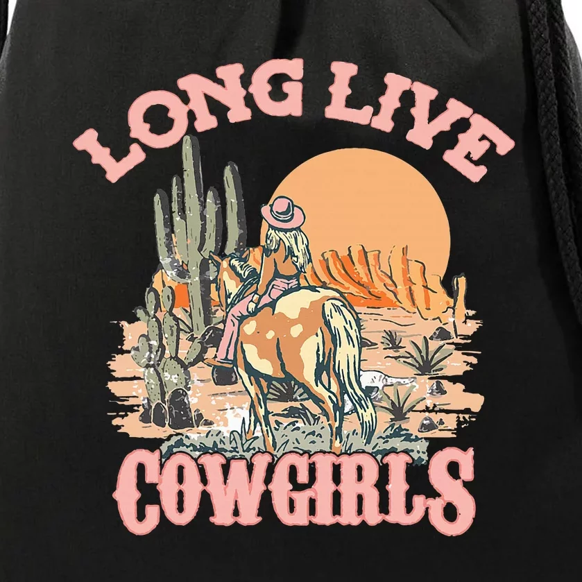 Long Live The Cowgirls Howdy Rodeo Western Country Southern Drawstring Bag