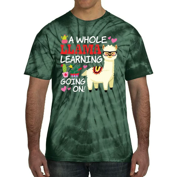 Llama Learning Teachers Students Alpaca Lovers Gift Tie-Dye T-Shirt