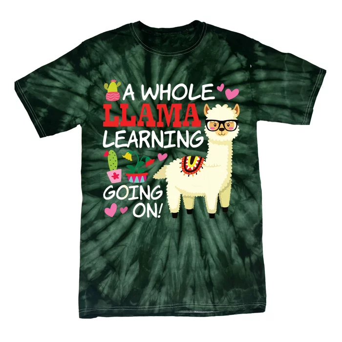 Llama Learning Teachers Students Alpaca Lovers Gift Tie-Dye T-Shirt