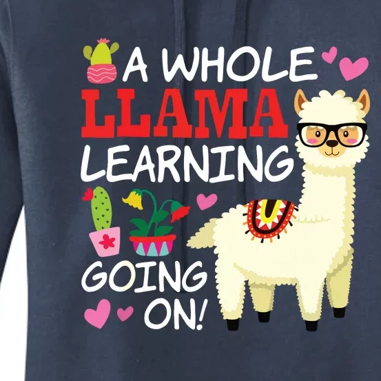 Llama Learning Teachers Students Alpaca Lovers Gift Women's Pullover Hoodie