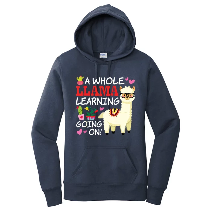 Llama Learning Teachers Students Alpaca Lovers Gift Women's Pullover Hoodie