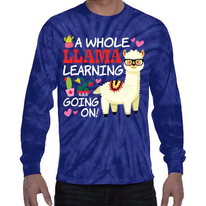 Llama Learning Teachers Students Alpaca Lovers Gift Tie-Dye Long Sleeve Shirt