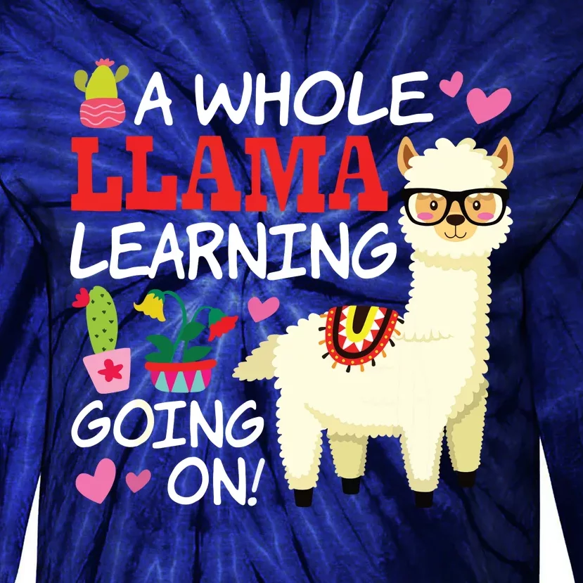 Llama Learning Teachers Students Alpaca Lovers Gift Tie-Dye Long Sleeve Shirt