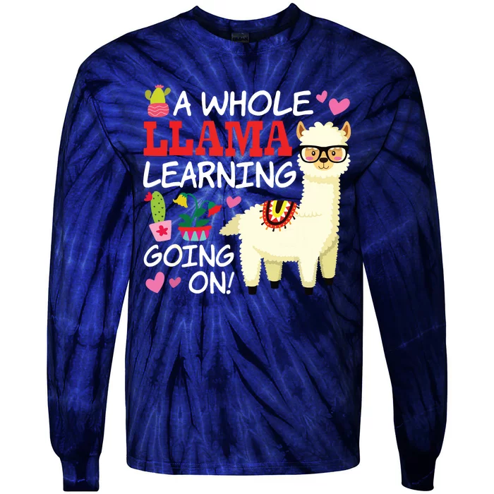 Llama Learning Teachers Students Alpaca Lovers Gift Tie-Dye Long Sleeve Shirt