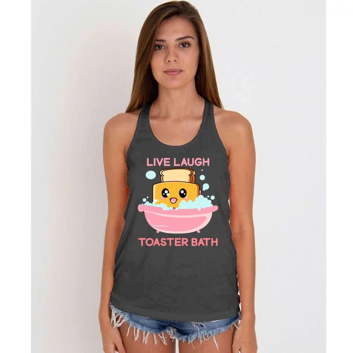 Live Laugh Toaster Bath Funny Saying Women's Knotted Racerback Tank