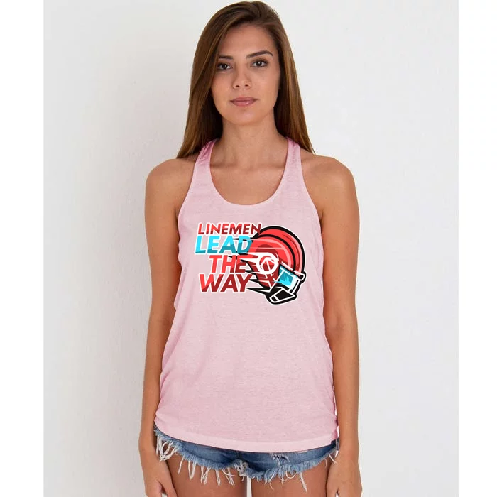 Line Lead The Way N American Football Line Funny Gift Women's Knotted Racerback Tank