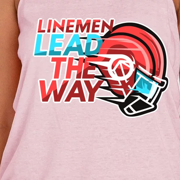 Line Lead The Way N American Football Line Funny Gift Women's Knotted Racerback Tank