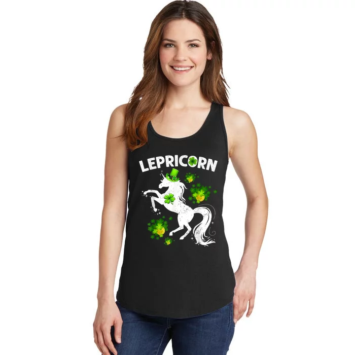 Lepricorn Leprechaun Unicorn St Patrick's Day Shamrock Ladies Essential Tank