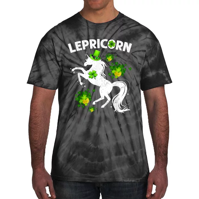 Lepricorn Leprechaun Unicorn St Patrick's Day Shamrock Tie-Dye T-Shirt