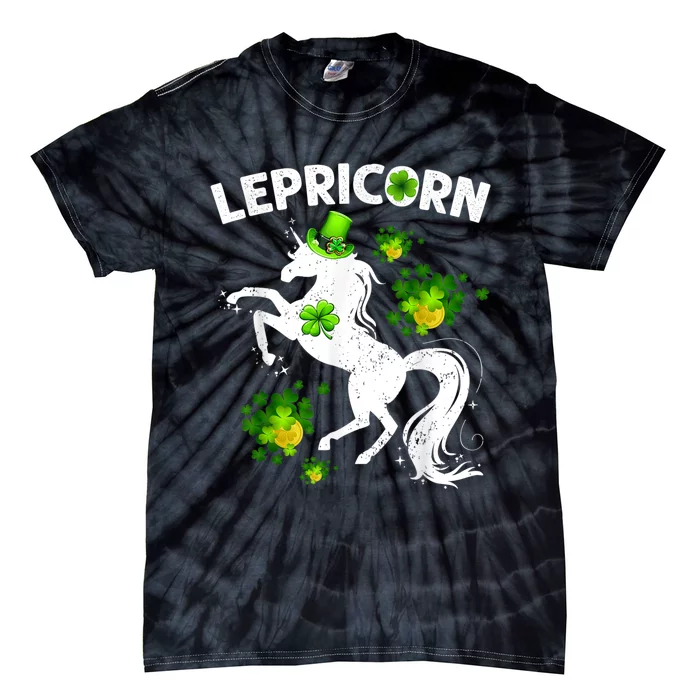 Lepricorn Leprechaun Unicorn St Patrick's Day Shamrock Tie-Dye T-Shirt