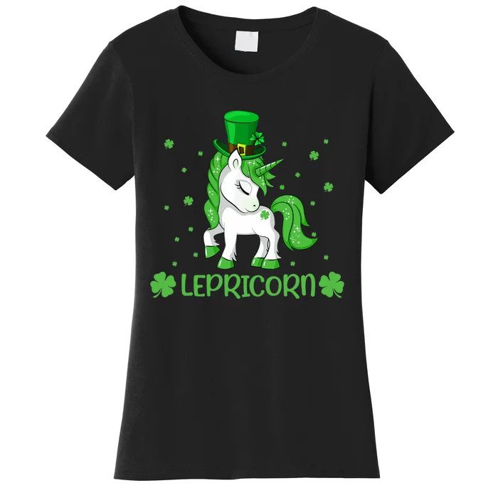 Lepricorn Leprechaun Unicorn St Patrick's Day Shamrock Girl Women's T-Shirt