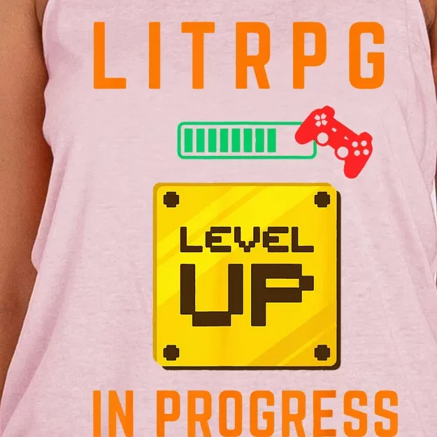 LitRPG Level Up Gaming Women's Knotted Racerback Tank