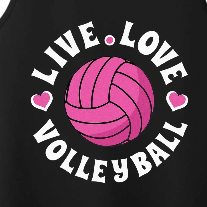 Live Love Volleyball For Women Volleyball Fan Performance Tank